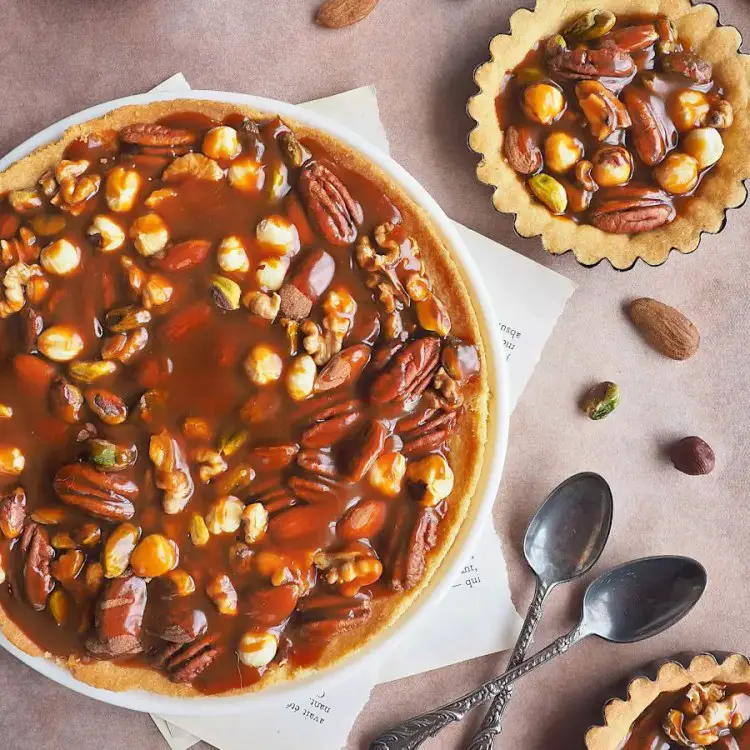 Tarte aux fruits secs et caramel